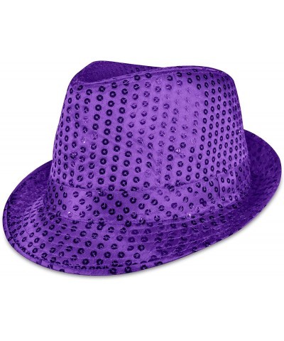 Purple Mardi Gras LED Light Up Sequin Fedora | Mardi Gras Party Supplies Mardi Gras party Favors Cosplay Rapper Costume Birth...