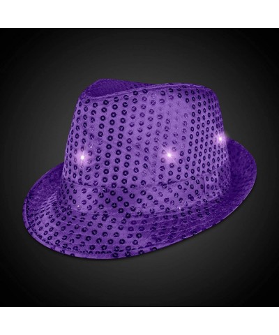 Purple Mardi Gras LED Light Up Sequin Fedora | Mardi Gras Party Supplies Mardi Gras party Favors Cosplay Rapper Costume Birth...