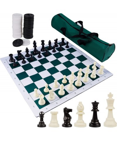 20" Portable Chess & Checkers Set 2 in 1 Travel Board Games for Kids and Adults Folding Roll up Chess Game Sets Extra 26 Chec...