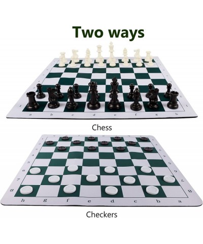 20" Portable Chess & Checkers Set 2 in 1 Travel Board Games for Kids and Adults Folding Roll up Chess Game Sets Extra 26 Chec...