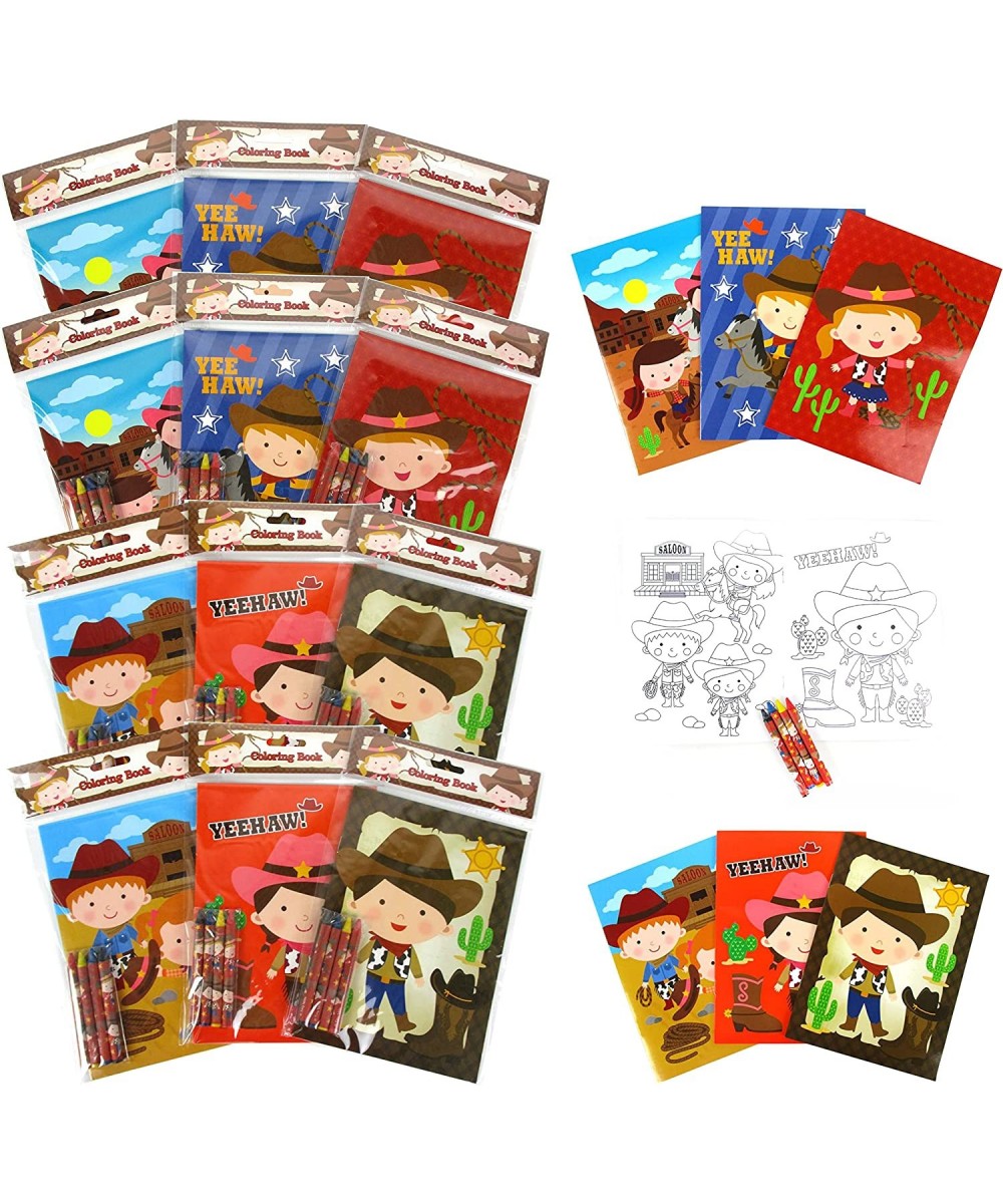 TINYMILLS Western Cowboy Cowgirl Coloring Book Set with 12 Coloring Books and 48 Crayons Western Cowboy Cowgirl Birthday Part...