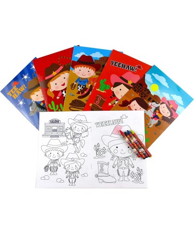 TINYMILLS Western Cowboy Cowgirl Coloring Book Set with 12 Coloring Books and 48 Crayons Western Cowboy Cowgirl Birthday Part...