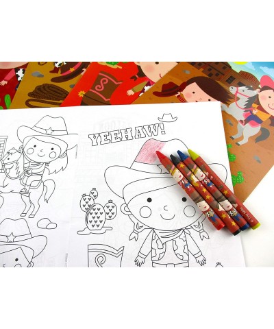 TINYMILLS Western Cowboy Cowgirl Coloring Book Set with 12 Coloring Books and 48 Crayons Western Cowboy Cowgirl Birthday Part...