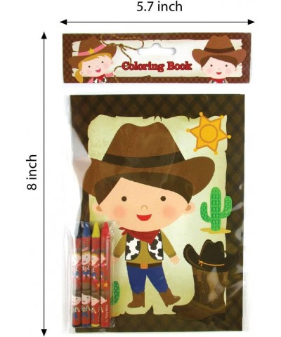 TINYMILLS Western Cowboy Cowgirl Coloring Book Set with 12 Coloring Books and 48 Crayons Western Cowboy Cowgirl Birthday Part...