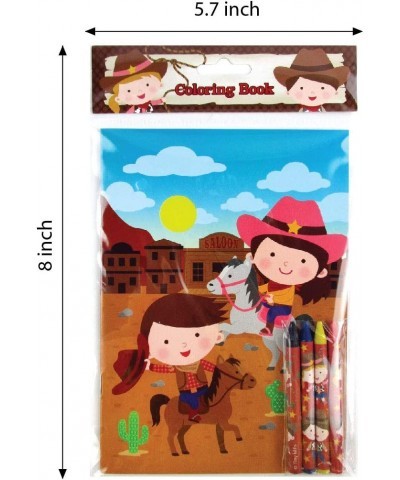 TINYMILLS Western Cowboy Cowgirl Coloring Book Set with 12 Coloring Books and 48 Crayons Western Cowboy Cowgirl Birthday Part...