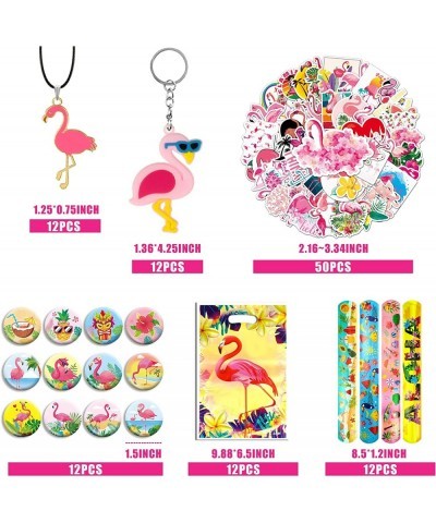 110 PCS Flamingo Party Favors Pink Flamingo Goodie Bags with Keychains Stickers Slap Bracelets and Bags for Flamingo Themed B...