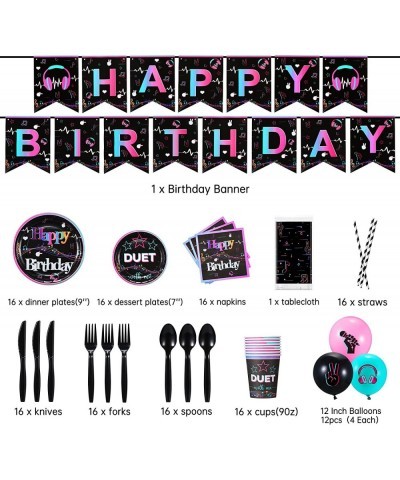 Music Birthday Party Supplies Tik Tok Party Supplies Serve 16 Guests Include Tablecloth Paper Plate Cups Straws Napkins Banne...