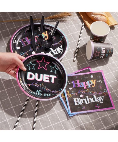 Music Birthday Party Supplies Tik Tok Party Supplies Serve 16 Guests Include Tablecloth Paper Plate Cups Straws Napkins Banne...