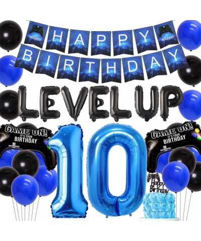 Video Game 10th Birthday Party Decorations for Boys Blue 10 Years Old Happy Birthday Banner Balloons Level up and Game Contro...