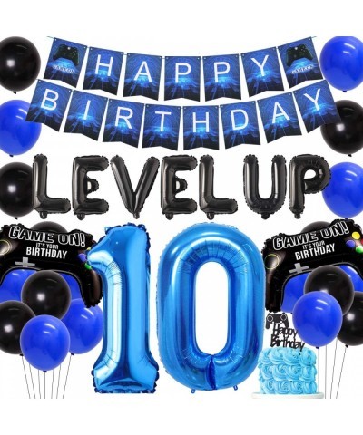 Video Game 10th Birthday Party Decorations for Boys Blue 10 Years Old Happy Birthday Banner Balloons Level up and Game Contro...