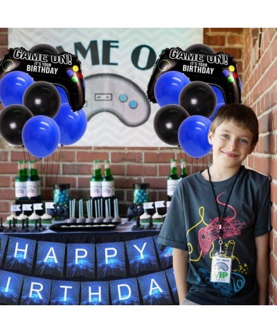 Video Game 10th Birthday Party Decorations for Boys Blue 10 Years Old Happy Birthday Banner Balloons Level up and Game Contro...