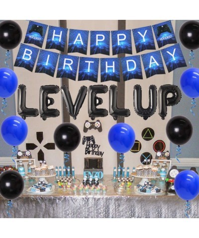 Video Game 10th Birthday Party Decorations for Boys Blue 10 Years Old Happy Birthday Banner Balloons Level up and Game Contro...