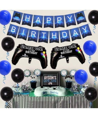 Video Game 10th Birthday Party Decorations for Boys Blue 10 Years Old Happy Birthday Banner Balloons Level up and Game Contro...