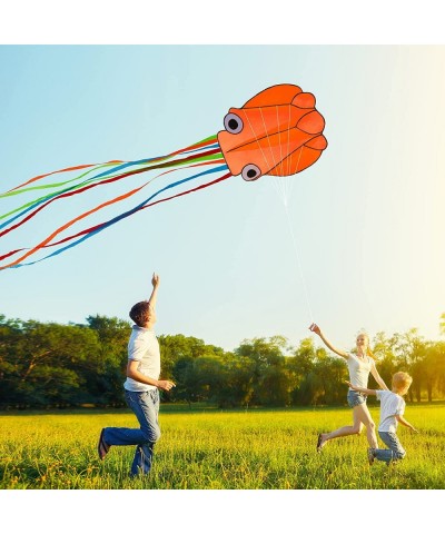 Green Triangle and Orange Octopus Kite for Kids and Adults Easy to Fly Beautiful Animal Kite Children Interactive Toy Large F...