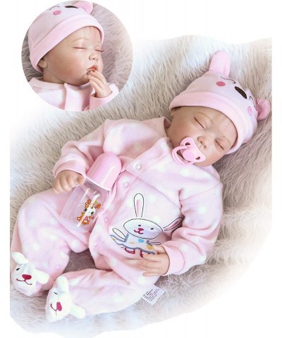 22 Inch Realistic Reborn Baby Dolls Girls Look Real Silicone Doll Handmade Newborn Eyes Closed $83.01 Dolls