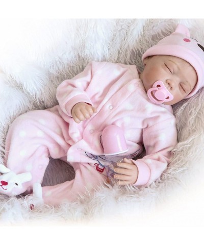 22 Inch Realistic Reborn Baby Dolls Girls Look Real Silicone Doll Handmade Newborn Eyes Closed $83.01 Dolls