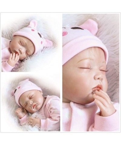 22 Inch Realistic Reborn Baby Dolls Girls Look Real Silicone Doll Handmade Newborn Eyes Closed $83.01 Dolls