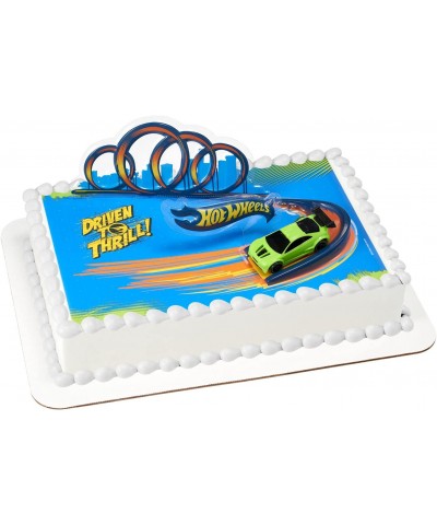 DecoSet? Hot Wheels Drift Birthday Cake Decorations 2-Piece Topper with Race Car and 3D Racetrack Plaque Create Action-Packed...