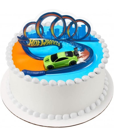 DecoSet? Hot Wheels Drift Birthday Cake Decorations 2-Piece Topper with Race Car and 3D Racetrack Plaque Create Action-Packed...