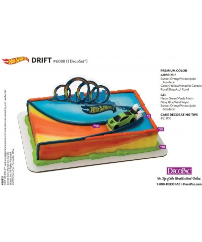 DecoSet? Hot Wheels Drift Birthday Cake Decorations 2-Piece Topper with Race Car and 3D Racetrack Plaque Create Action-Packed...