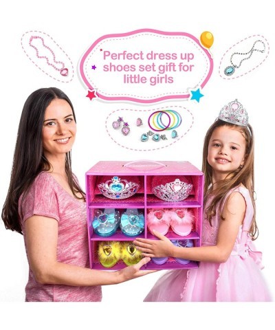 Girls Princess Dress Up Shoes and Jewelry Boutique Princess Role Play Shoes Collection Set with 4 Pairs of Shoes & Princess J...