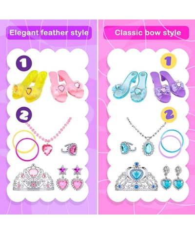 Girls Princess Dress Up Shoes and Jewelry Boutique Princess Role Play Shoes Collection Set with 4 Pairs of Shoes & Princess J...