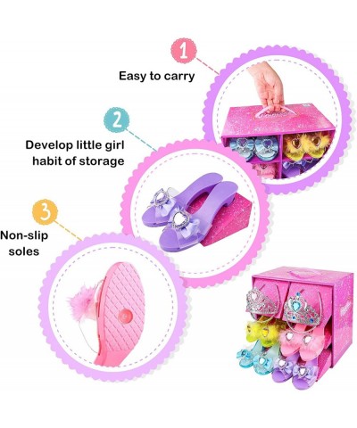 Girls Princess Dress Up Shoes and Jewelry Boutique Princess Role Play Shoes Collection Set with 4 Pairs of Shoes & Princess J...