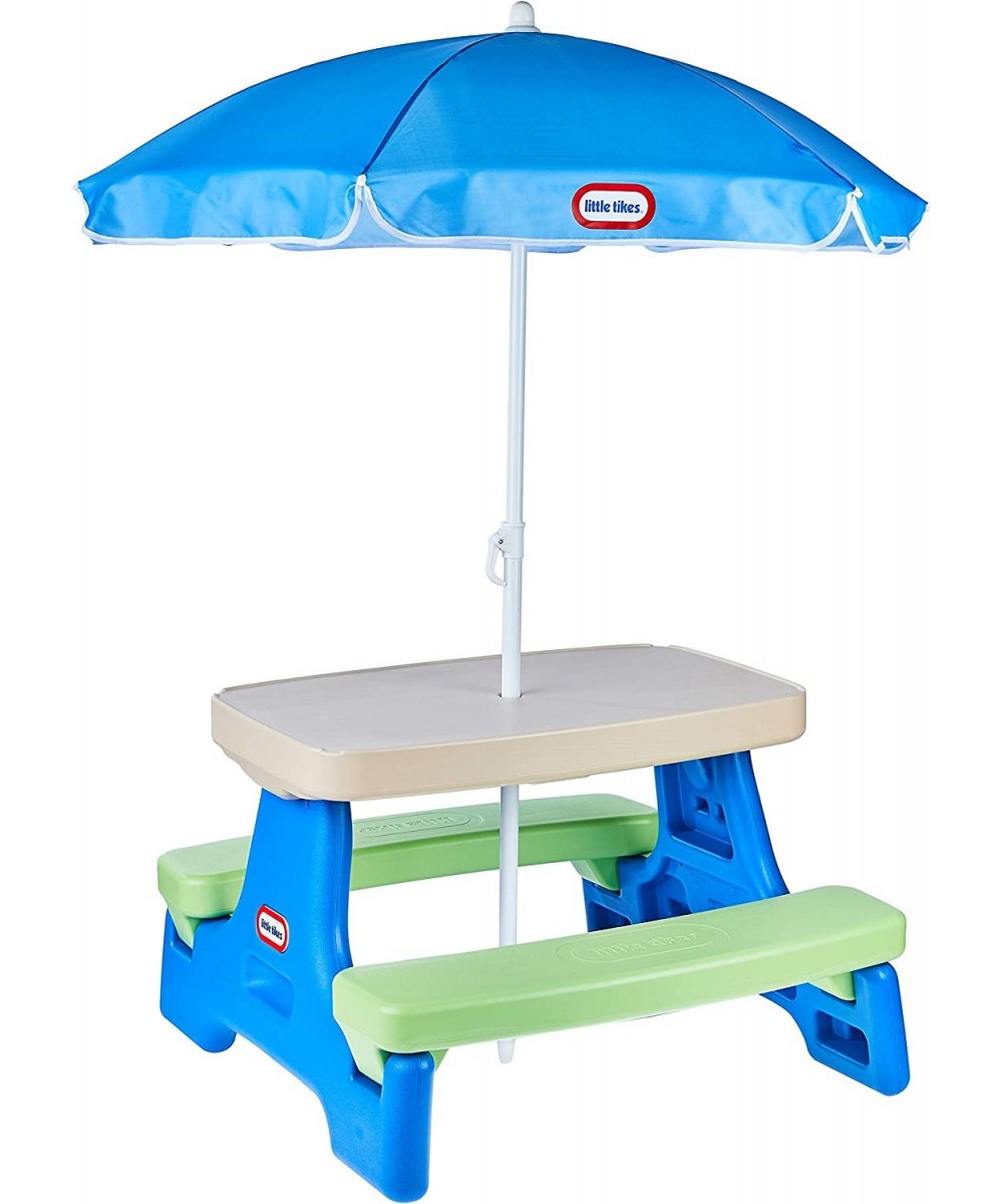 Easy Store Jr. Picnic Table with Umbrella - Blue / Green $108.62 Kids' Outdoor Furniture