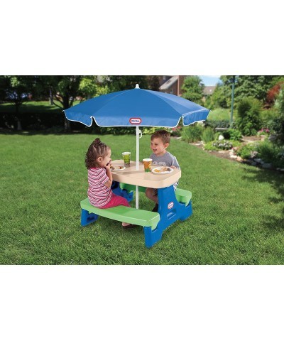 Easy Store Jr. Picnic Table with Umbrella - Blue / Green $108.62 Kids' Outdoor Furniture