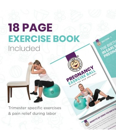 Birthing Ball for Pregnancy & Labor - 18 Page Pregnancy Ball Exercises Guide by Trimester - Non Slip Socks - How to Dilate In...