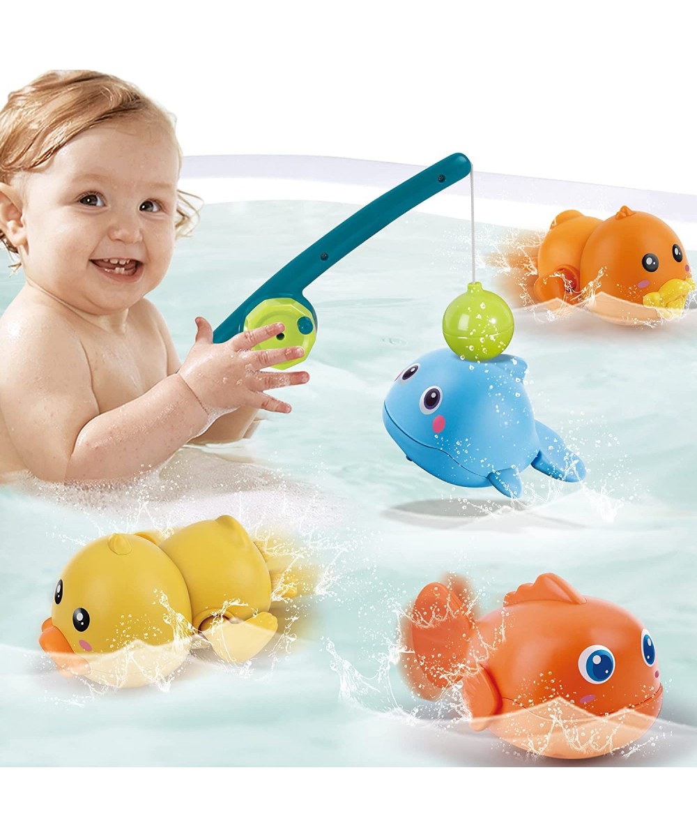 Bath Toys Magnetic Fishing Games Baby Bath Toys Wind-up Swimming Fish Duck Whale Toys Floating Pool Bathtub Tub Toys for Todd...