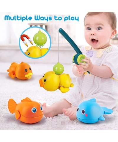 Bath Toys Magnetic Fishing Games Baby Bath Toys Wind-up Swimming Fish Duck Whale Toys Floating Pool Bathtub Tub Toys for Todd...