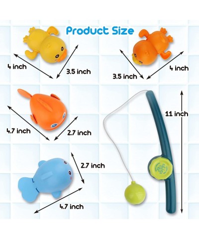 Bath Toys Magnetic Fishing Games Baby Bath Toys Wind-up Swimming Fish Duck Whale Toys Floating Pool Bathtub Tub Toys for Todd...