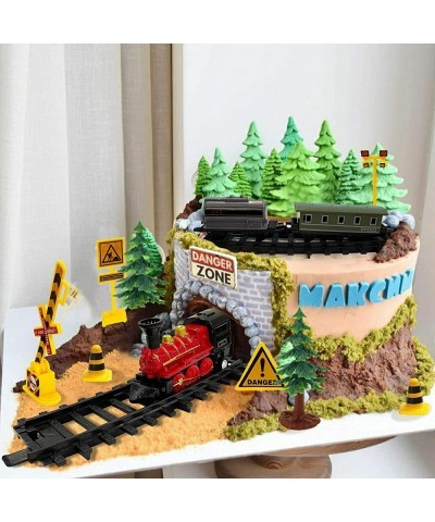 18PCS Train Cake Decorations Train Cake Toppers Train Birthday Party Supplies Train Track Traffic for Birthday Railway Steam ...