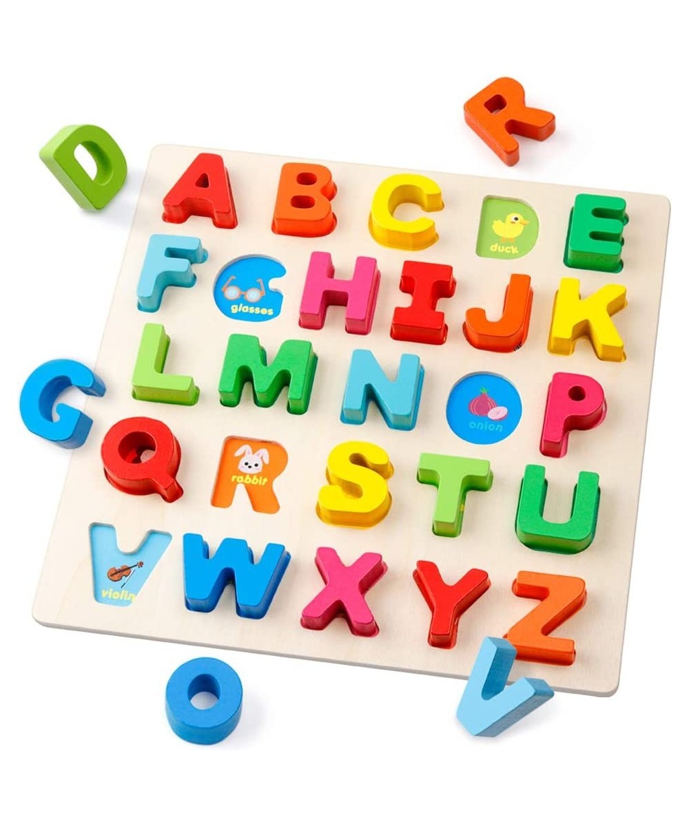 Wooden Alphabet Puzzle – ABC Letters Sorting Board Blocks Montessori Matching Game Jigsaw Educational Early Learning Toy Gift...