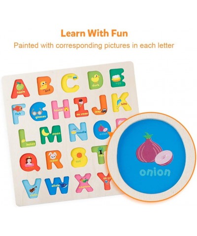 Wooden Alphabet Puzzle – ABC Letters Sorting Board Blocks Montessori Matching Game Jigsaw Educational Early Learning Toy Gift...