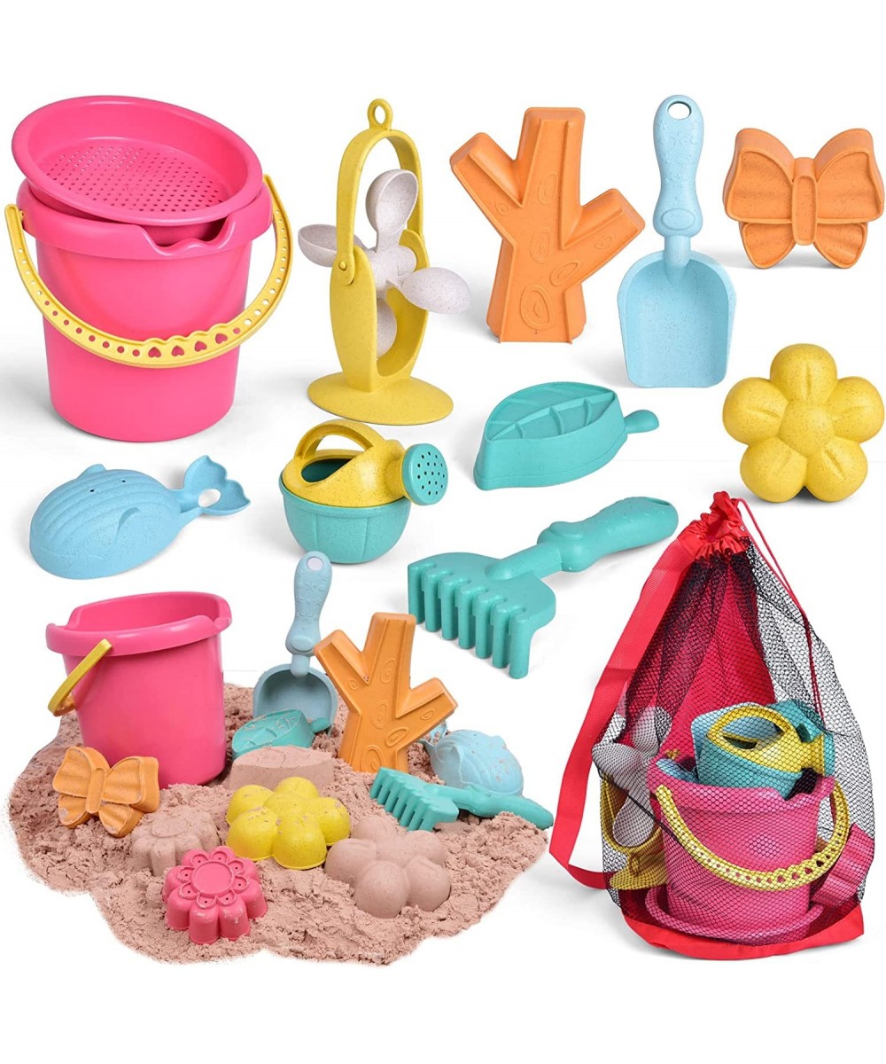 12Pcs Beach Sand Toys Set with Mesh Bag Includes Sand Buckets Beach Shovel Tool Kits Animal Molds Water Wheel Water Can Sandb...