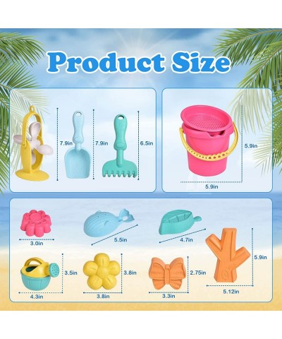 12Pcs Beach Sand Toys Set with Mesh Bag Includes Sand Buckets Beach Shovel Tool Kits Animal Molds Water Wheel Water Can Sandb...