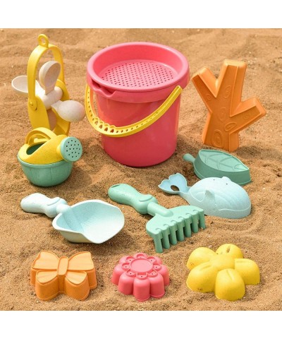 12Pcs Beach Sand Toys Set with Mesh Bag Includes Sand Buckets Beach Shovel Tool Kits Animal Molds Water Wheel Water Can Sandb...