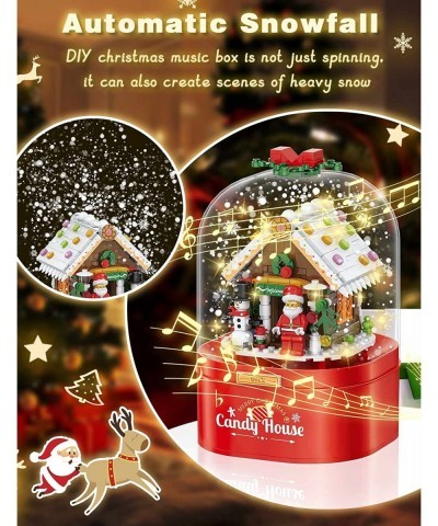 Christmas Music Box Building Block Kit with Auto Rotating Snow Play Christmas Music for Christmas New Year Gifts $28.61 Toy B...