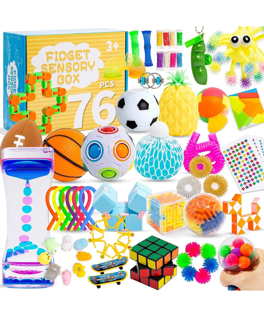 76 Pack Sensory Fidget Toys Set Stress Relief and Anti-Anxiety Bundle Sensory Toys for Kids Adults Cool Fidget Packs with Moc...