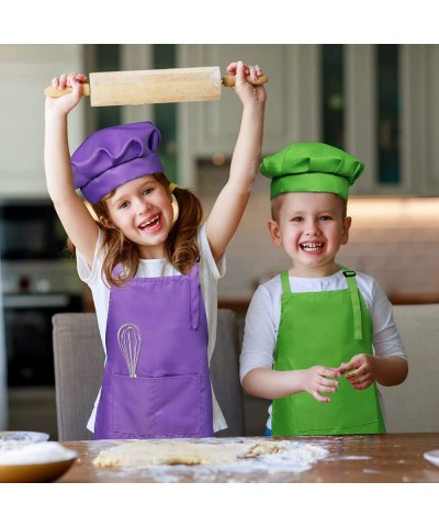 Kids Chef Hat and Apron Set 12 Pieces Waterproof and Adjustable Child Aprons for Boys and Girls $40.97 Toy Kitchen Products