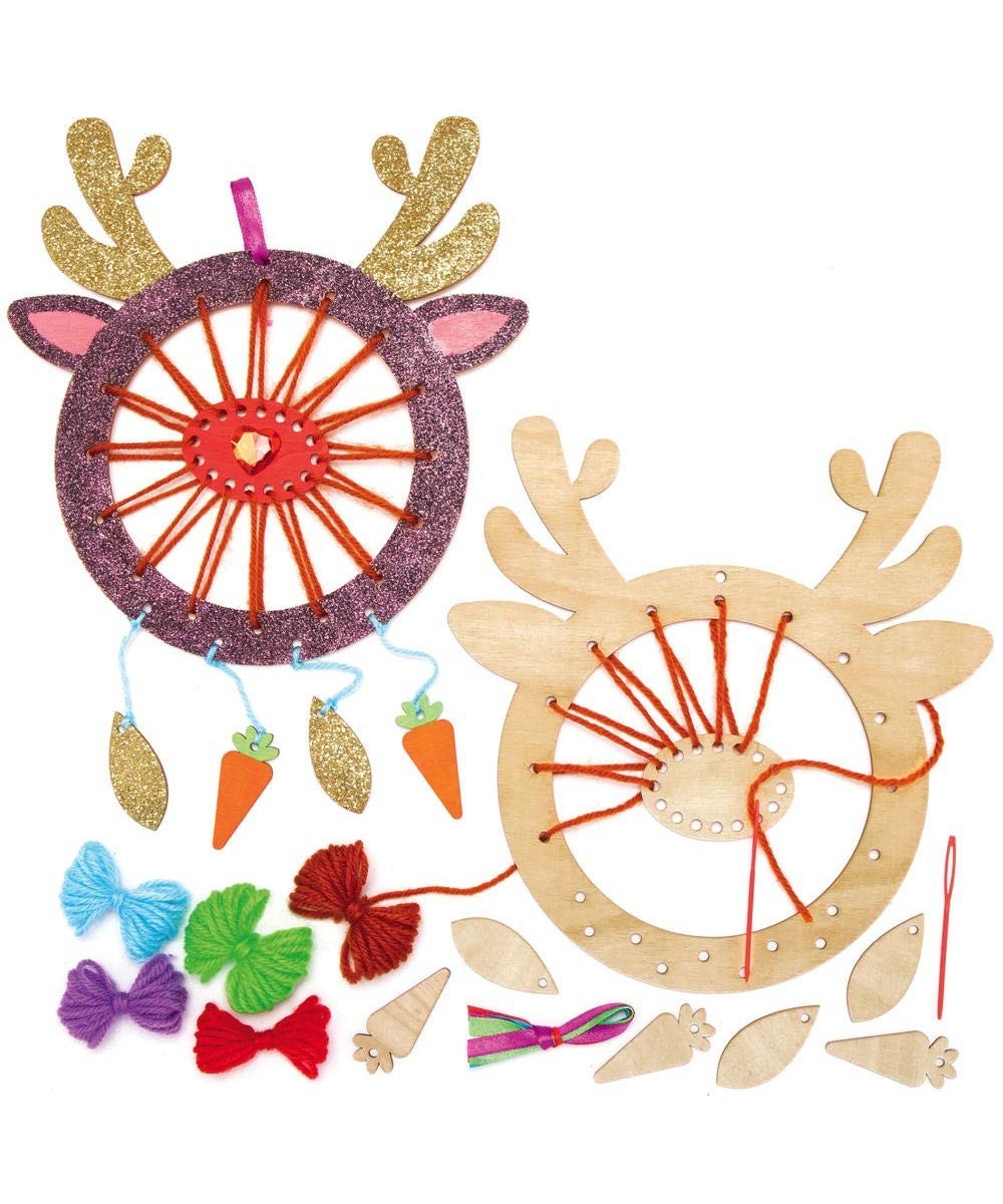 AX520 Reindeer Wooden Dreamcatcher Kits - Pack of 4 Create Your own Dream Catchers for Kids Arts and Crafts Wall Decorations ...