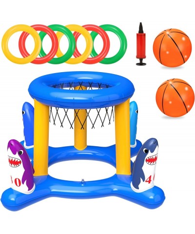 2-in-1 Inflatable Pool Toys Games Set Pool Basketball Hoop & Ring Toss Game Pool Floats Toys for Kids Adults Family Outdoor P...