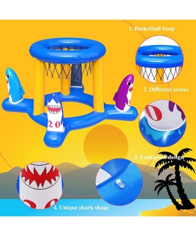 2-in-1 Inflatable Pool Toys Games Set Pool Basketball Hoop & Ring Toss Game Pool Floats Toys for Kids Adults Family Outdoor P...