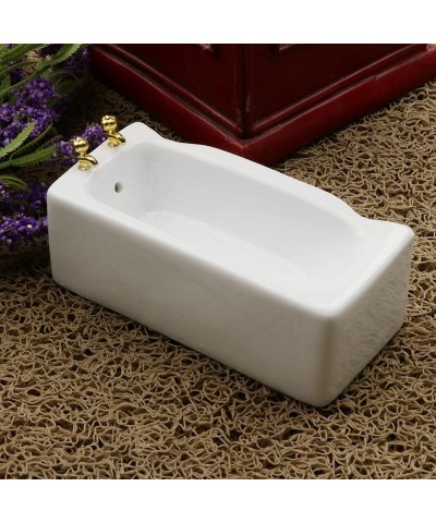 1/12 Ceramic White Square Bathroom Dollhouse Mini Bath Tub Home Decor Accessory $21.83 Dollhouse Accessories