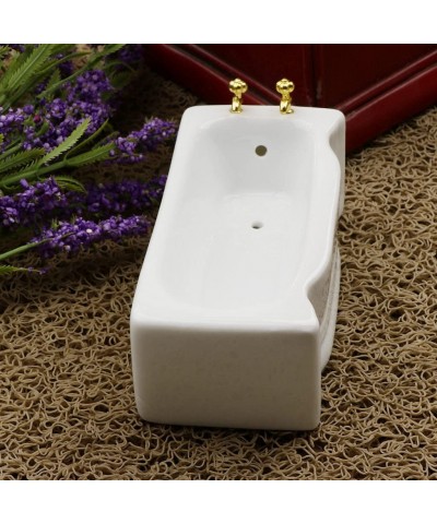 1/12 Ceramic White Square Bathroom Dollhouse Mini Bath Tub Home Decor Accessory $21.83 Dollhouse Accessories