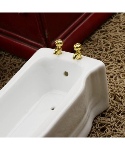 1/12 Ceramic White Square Bathroom Dollhouse Mini Bath Tub Home Decor Accessory $21.83 Dollhouse Accessories