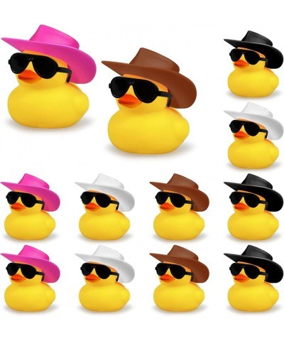 12 PCS Cowboy Rubber Duck with Hat and Sunglasses Mini Bath Rubber Duckies Toys for Baby Shower Birthday Swimming Party Gift ...