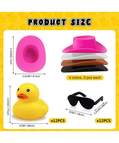 12 PCS Cowboy Rubber Duck with Hat and Sunglasses Mini Bath Rubber Duckies Toys for Baby Shower Birthday Swimming Party Gift ...